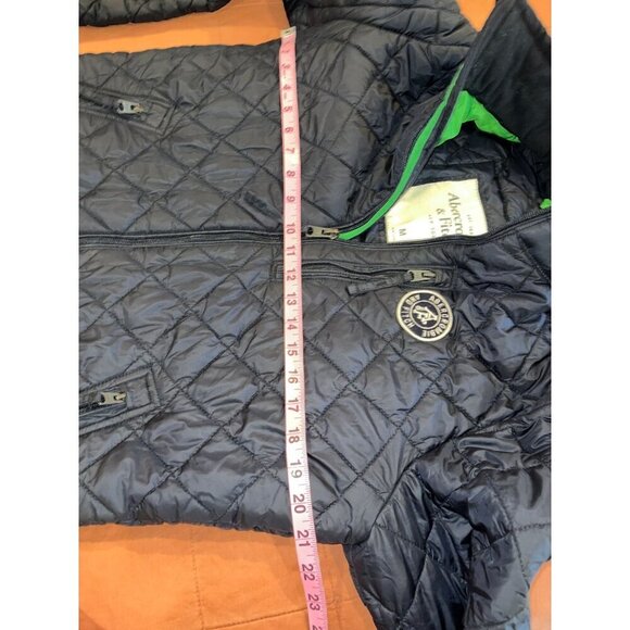 Abercrombie & Fitch Navy Quilted Jacket M Lightweight Full-Zip Puffer With Pocke - Picture 6 of 9